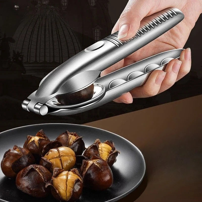 Stainless Steel Chestnut Nutcracker & Walnut Cracker Tool Nut Cracker Tool Zpaxo Silver