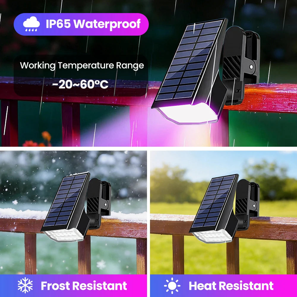 20LED RGB Clip On Solar Light 7 Lighting Modes Color Changing Waterproof IP65 Solar Railing Light For Wall Yard Railing Lighting Zpaxo