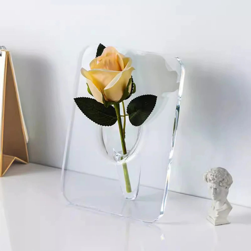 Creative Frame Vase Transparent Photo Frame Flower Vase Arrangement for Desktops Bookshelf Room Wedding Home Decor Zpaxo