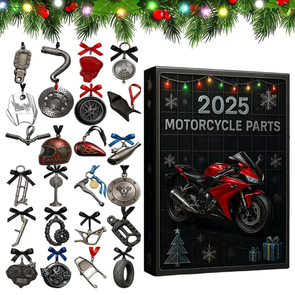 2025 Christmas Advent Calendar 2D Acrylic Motorcycle Ornament 24 Days