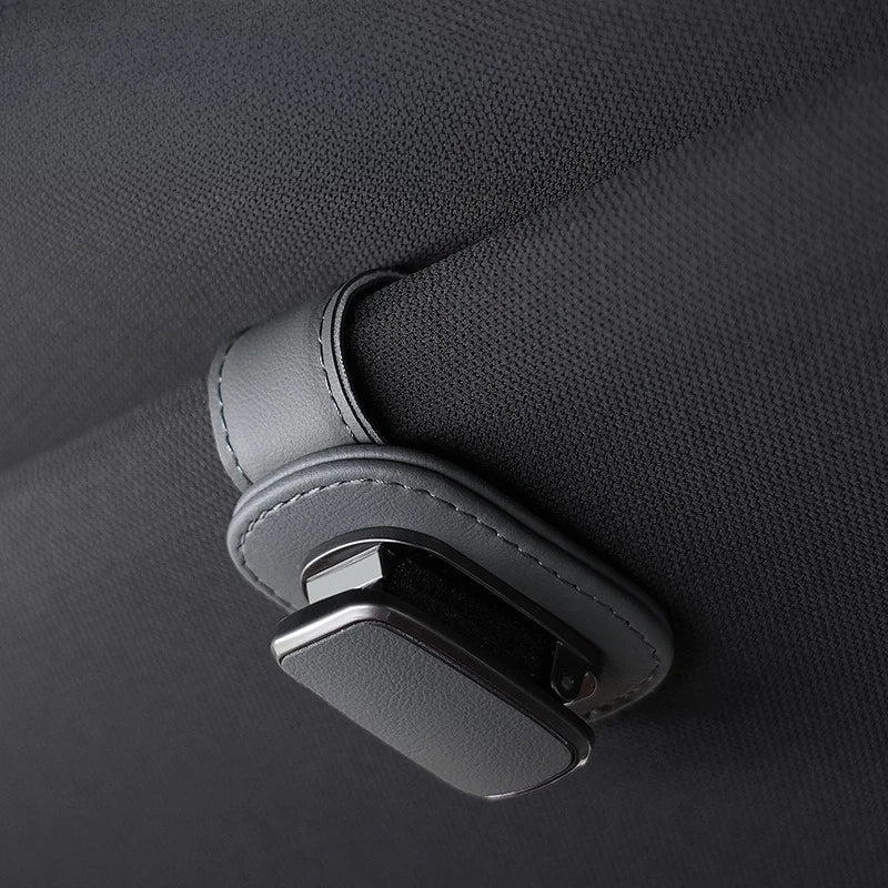 Heavy-duty PU Leather Car Sun Visor Clip Eyeglass Holder Dashboard