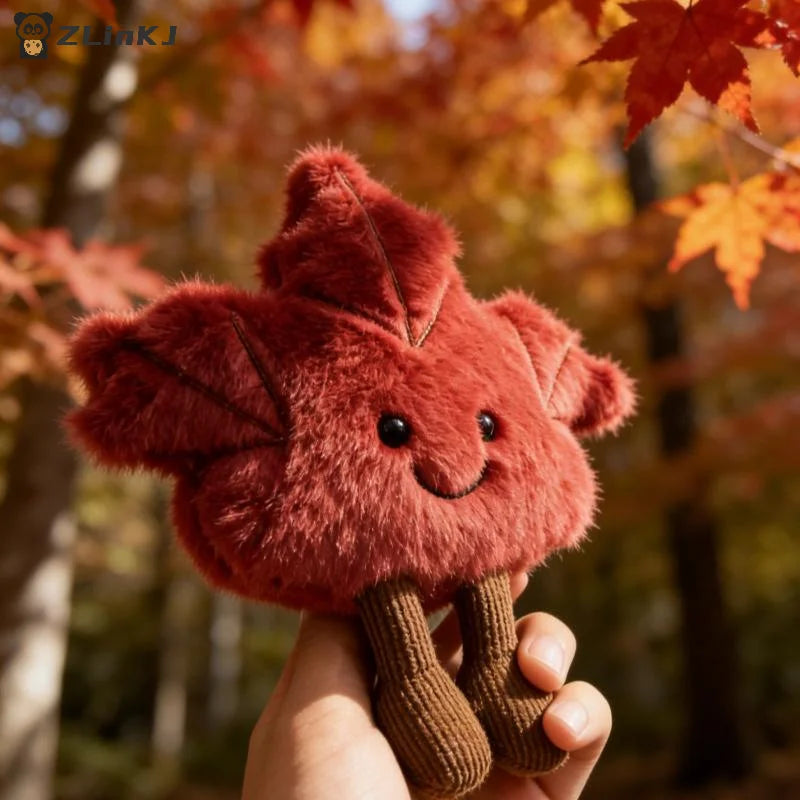 ▶1Pcs Cute Maple Leaf Doll Plush Keychain Toy Gift For Autumn Soft Stuffed Animal Collectible Toys Bag Pendant Zpaxo