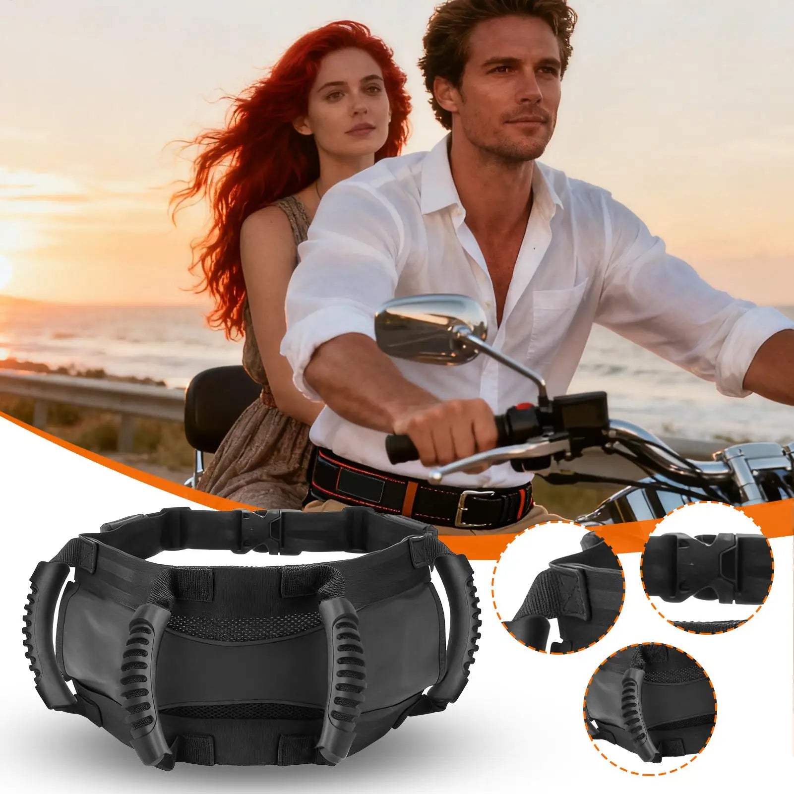 Motorcycle Backseat Handle Oxford Cloth Backseat Strap Motorcycle Passenger Belt Grip Grab for Riders Kids Adults ATV Snowmobile Zpaxo
