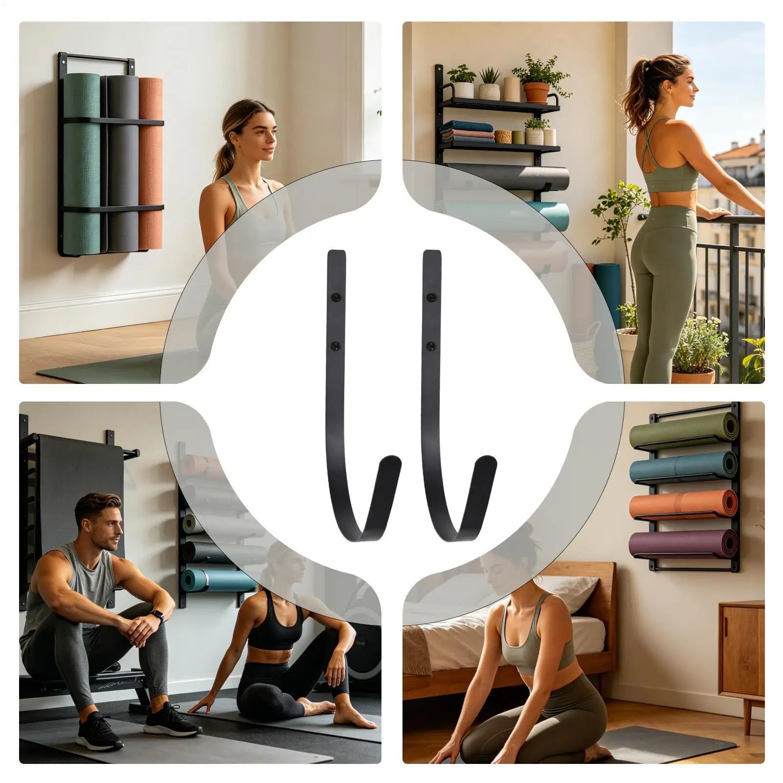 Yoga Mat Hanger Workout Equipment Hook Curved Design Storage Rack