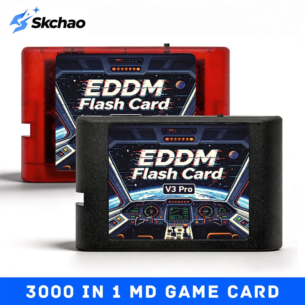 New EDMD FlashCard 3000 in 1 MD V3 Pro Game Cartridges For SEGA Genesis Mage Drive 16Bit Video Game Console Free With 4G TF Card Zpaxo