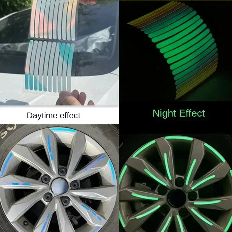 Reflective Wheel Hub Stickers – Car, Bike & Motorcycle Rim Strips