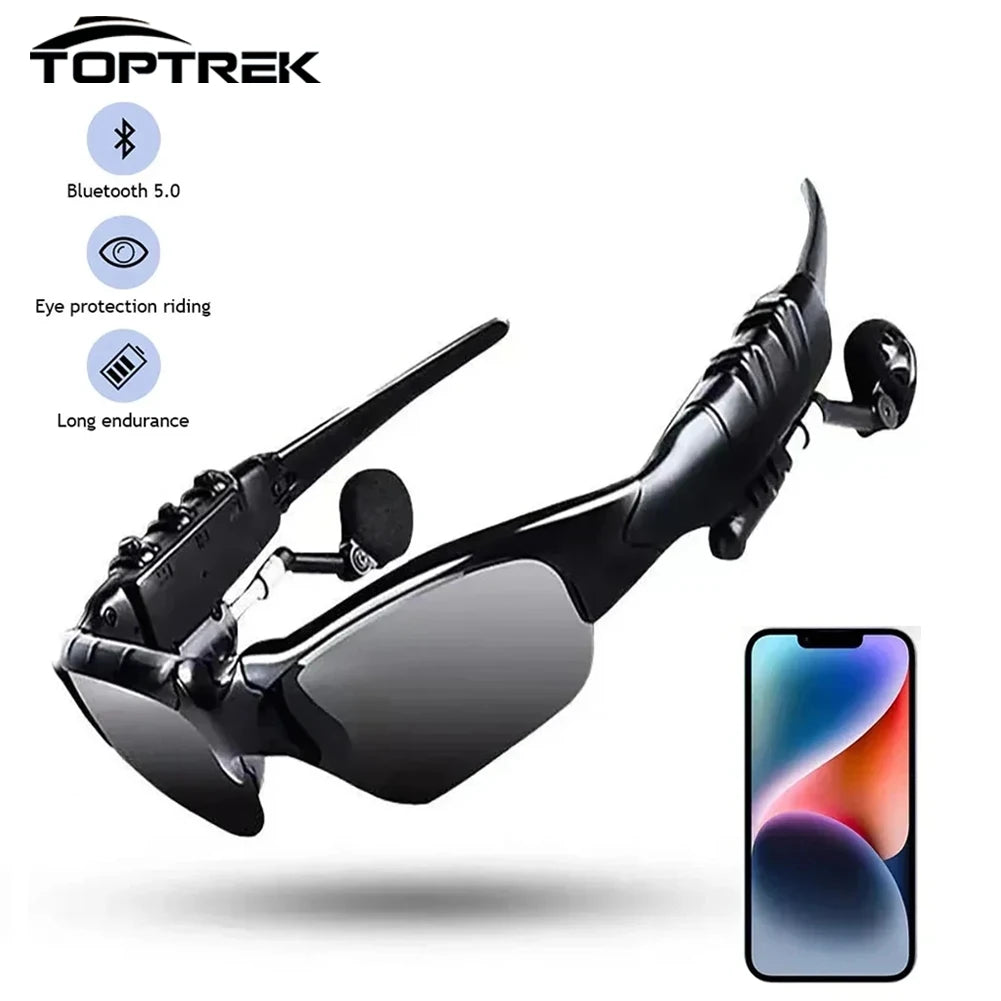 Toptrek Sports Stereo Wireless Bluetooth Cycling Sunglasses 5.0 Headset Phone Polarized Driving Sunglasses Riding Eyes Glasses Zpaxo