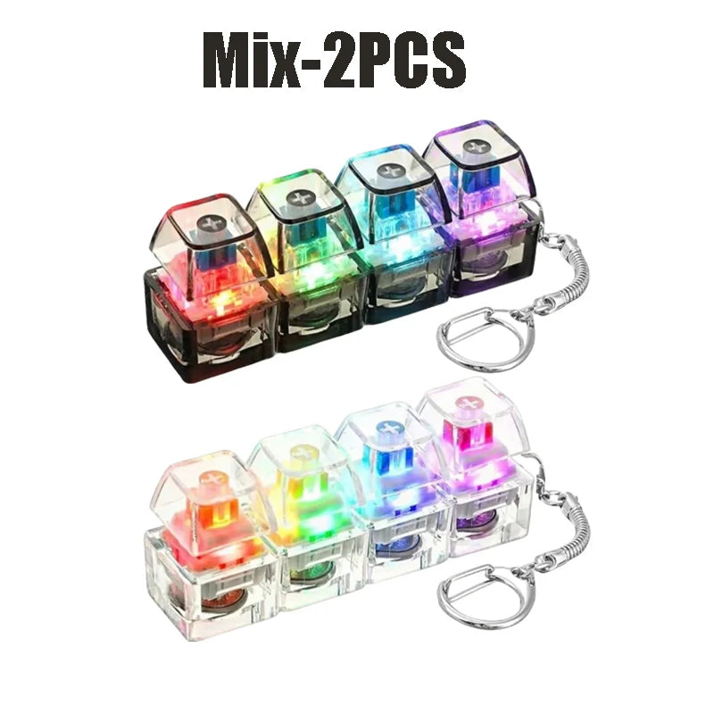 LED Light-up Keyboard Keychain Clickable Buttons Stress Relief Fidget Zpaxo Mix-2PCS