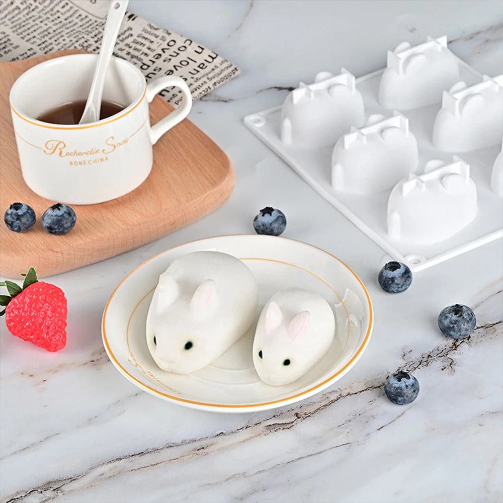 3D Easter Bunny Rabbit Silicone Mold Chocolate Fondant Mousse Cake Decorating Dessert Pudding Baking Candle Soap Craft Casting Zpaxo
