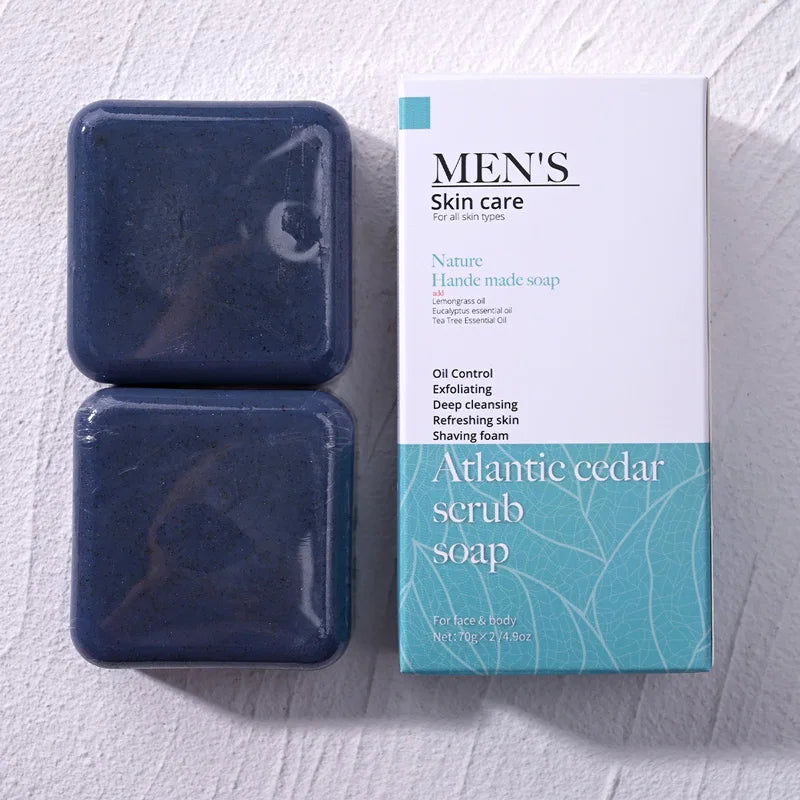 Cedrus Atlantica Scrub Soap – Men's Anti-Acne Herbal Olive Oil Bar Herbal Scrub Soap Zpaxo Default Title
