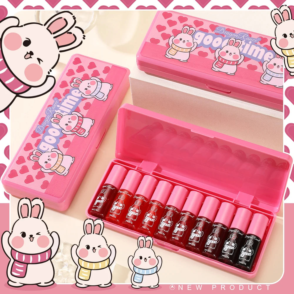 Lip Gloss Set of Ten, Mirror-Like, Glossy, Plumping, Brightening, Complexion-Enhancing Lipstick, Moisturizing, Non-Stick, Long-Lasting Lip Gloss Zpaxo