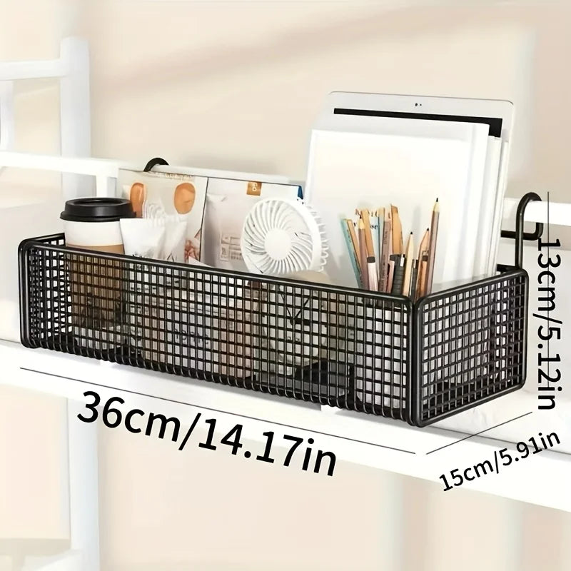 Iron Bedside Storage Basket Hanging Behind Dormitory Door