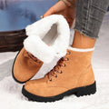 Snow Low Heels Short Boots Women Platform Ladies Shoes Plush Keep Zpaxo Brown 40