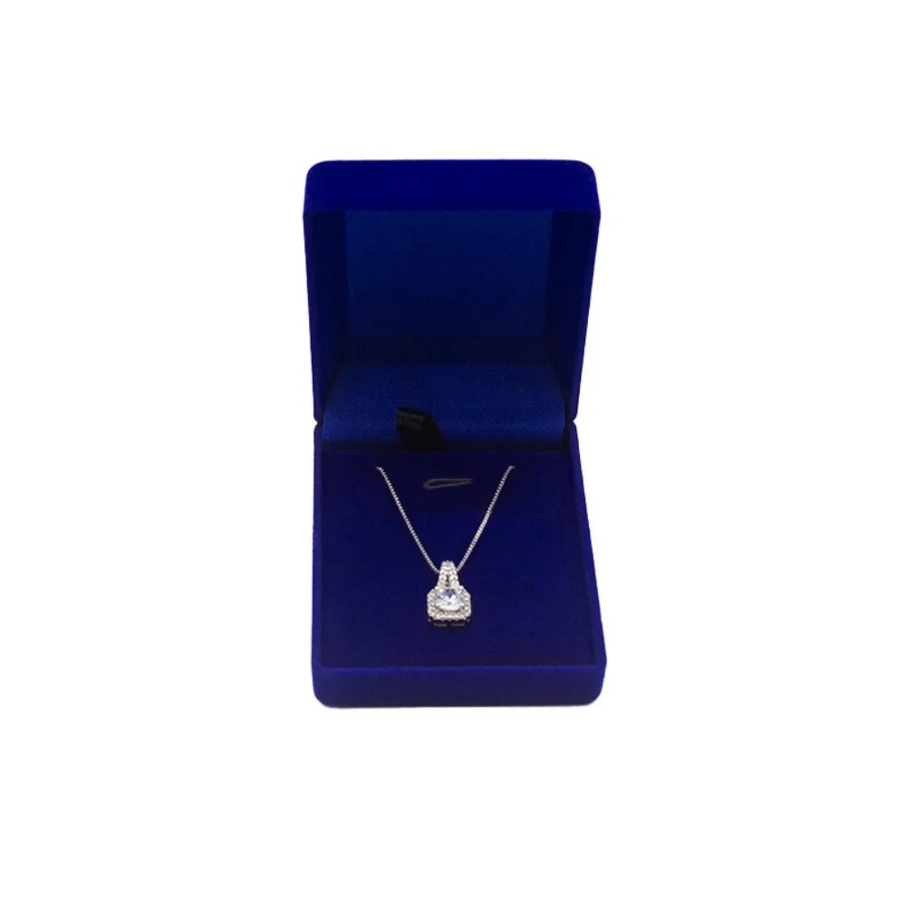 Square Velvet Necklace Box – Pendant Gift & Display Case Velvet Jewellery Box Zpaxo