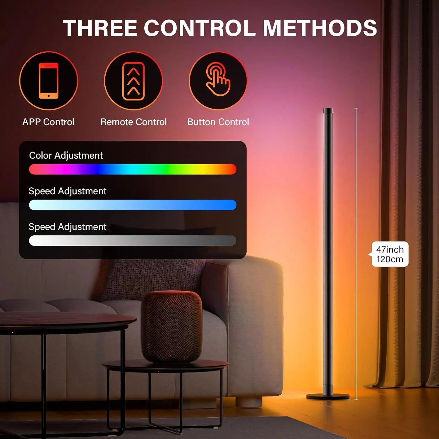 RGB LED Dimmable Floor Lamp – Mood Light for Bedroom & Decor