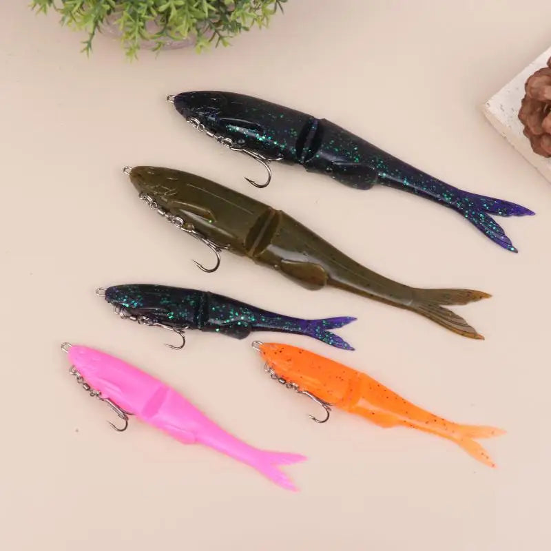 12 Soft Bass Fishing Wobblers Double-section T-tail Lure Maritime Boat Zpaxo