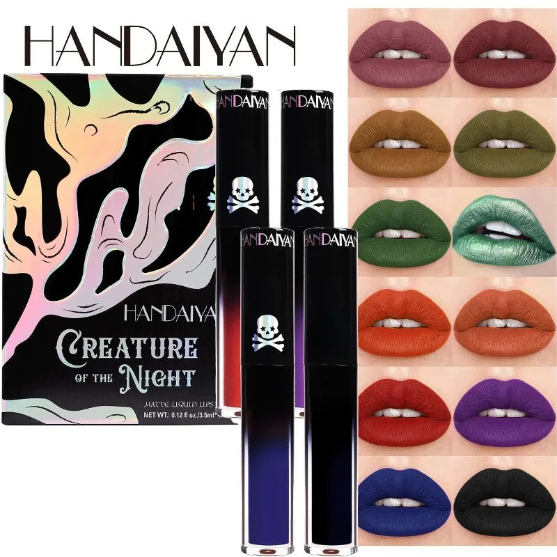Matte Black Liquid Lipstick Waterproof Long Lasting Lip Gloss Tint