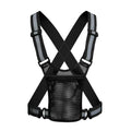 Elastic Cycling Reflective Vest with Phone Pouch Adjustable Motorcycle Riding Waistcoat Mesh Breathable Traffic Safety Vest Zpaxo Black
