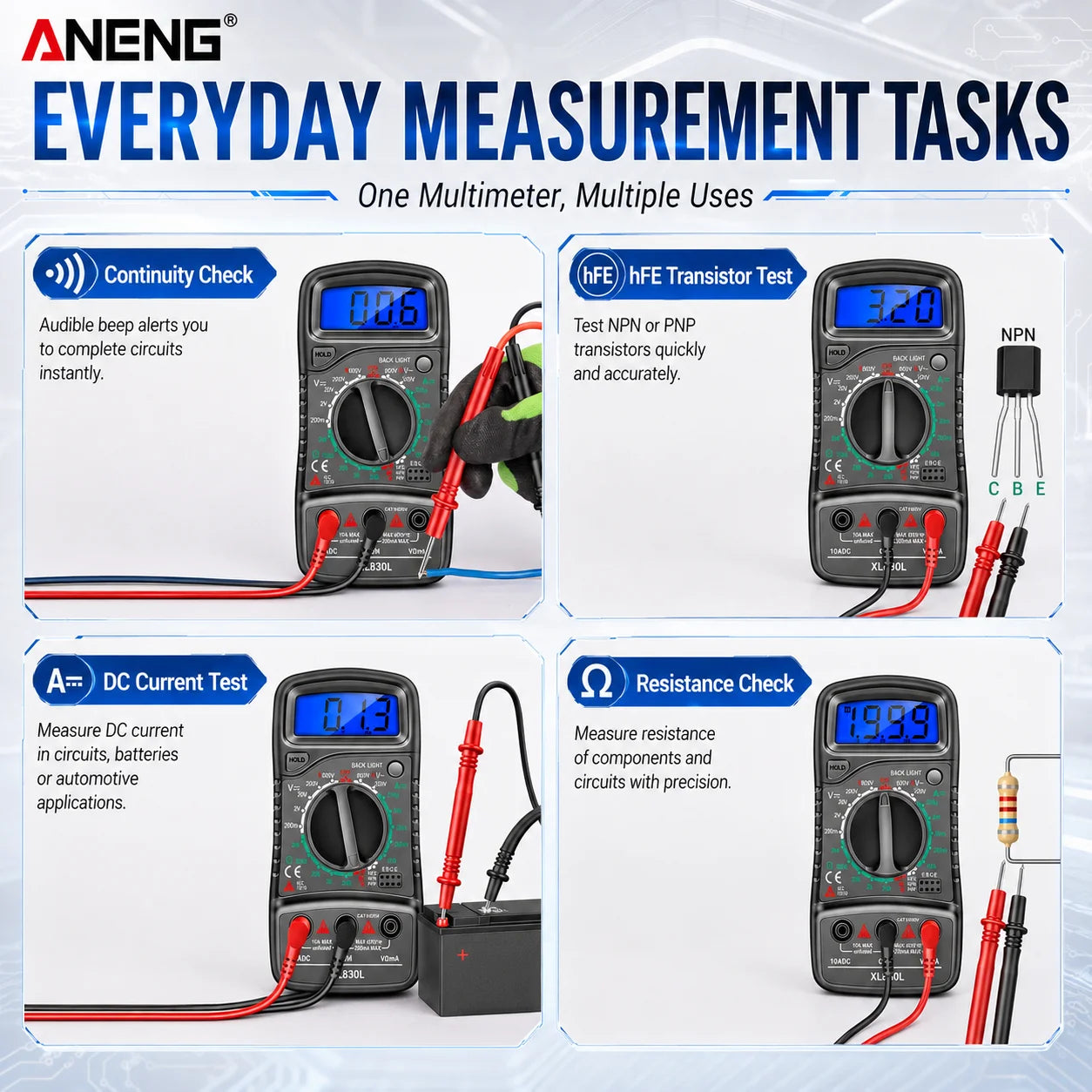 ANENG XL830L Handheld VBacklight Multimetr Tools Portable AC DC