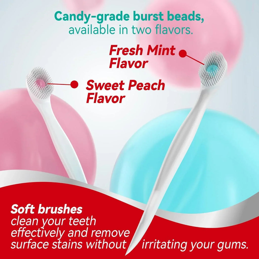 20 Pcs/ Box Exploded Bead Toothbrush Disposable Cleaning Toothbrush Portable Travel Toothbrush with Toothpaste Teeth Whitening Zpaxo