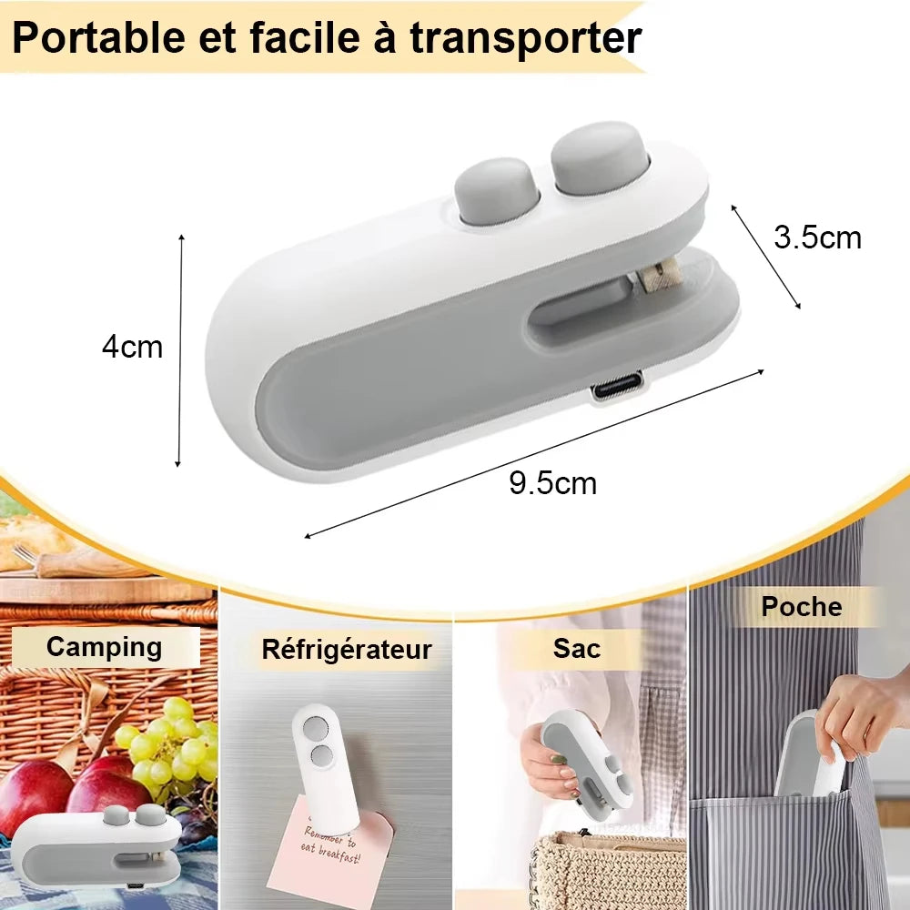 Mini Bag Sealer USB Rechargeable 1 Heat Cutter Portable Food Resealer