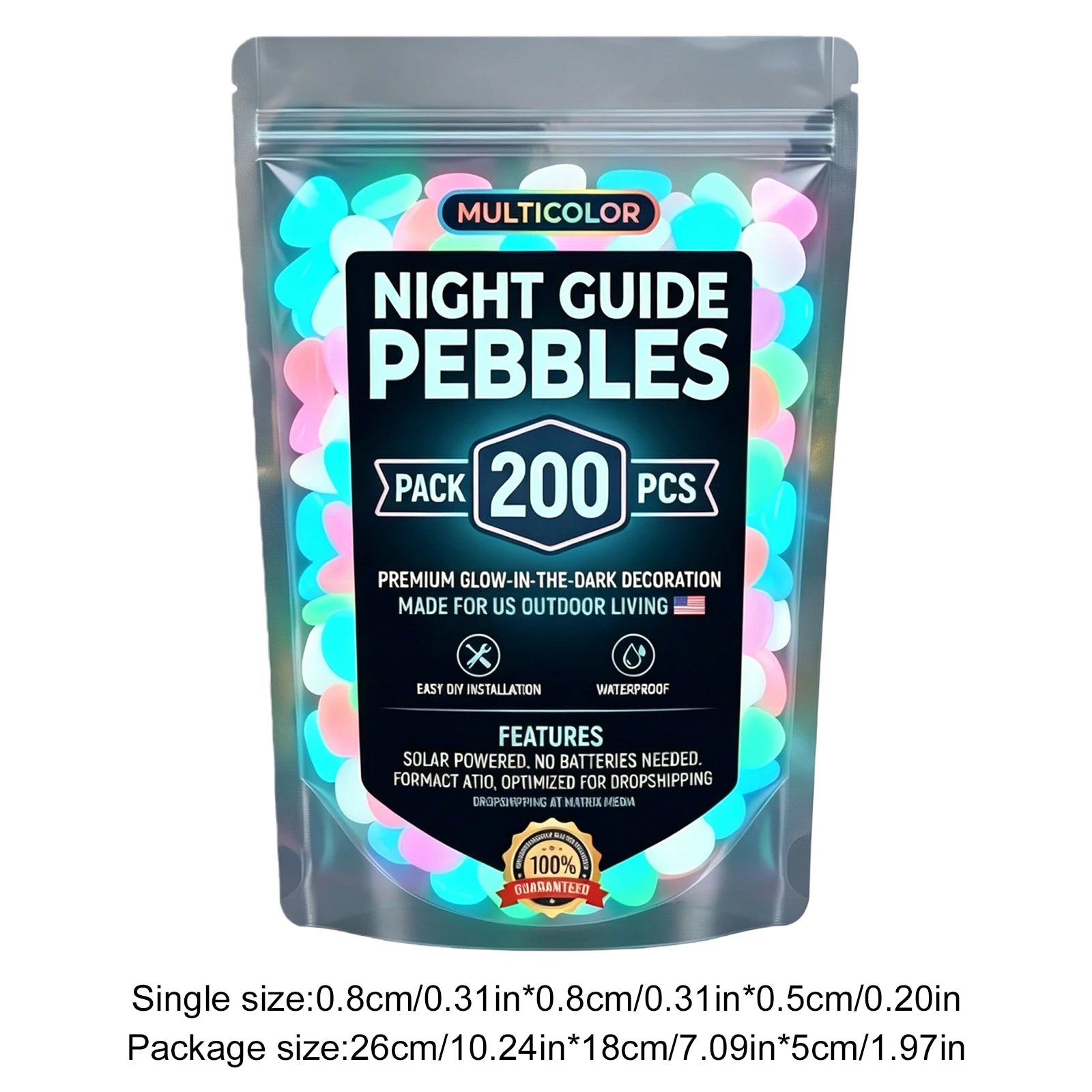 200 400 600 Glow Dark Rocks Pebbles Night Guide Fish Tank Aquarium