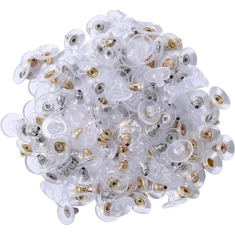 200Pcs Earring Backs Bullet Clutch Earring Backs Replacements for Studs with Pad Rubber Earring Stoppers Pierced Safety Backs Zpaxo