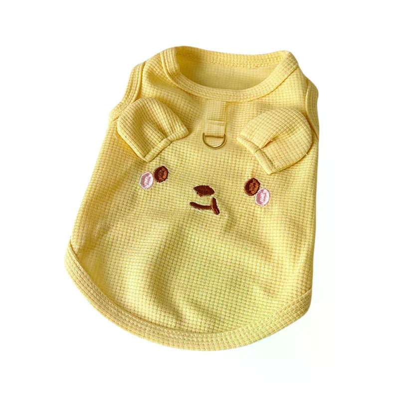Cute Pet Vest Breathable Waffle Knit Soft Comfortable Traction Buckle Zpaxo