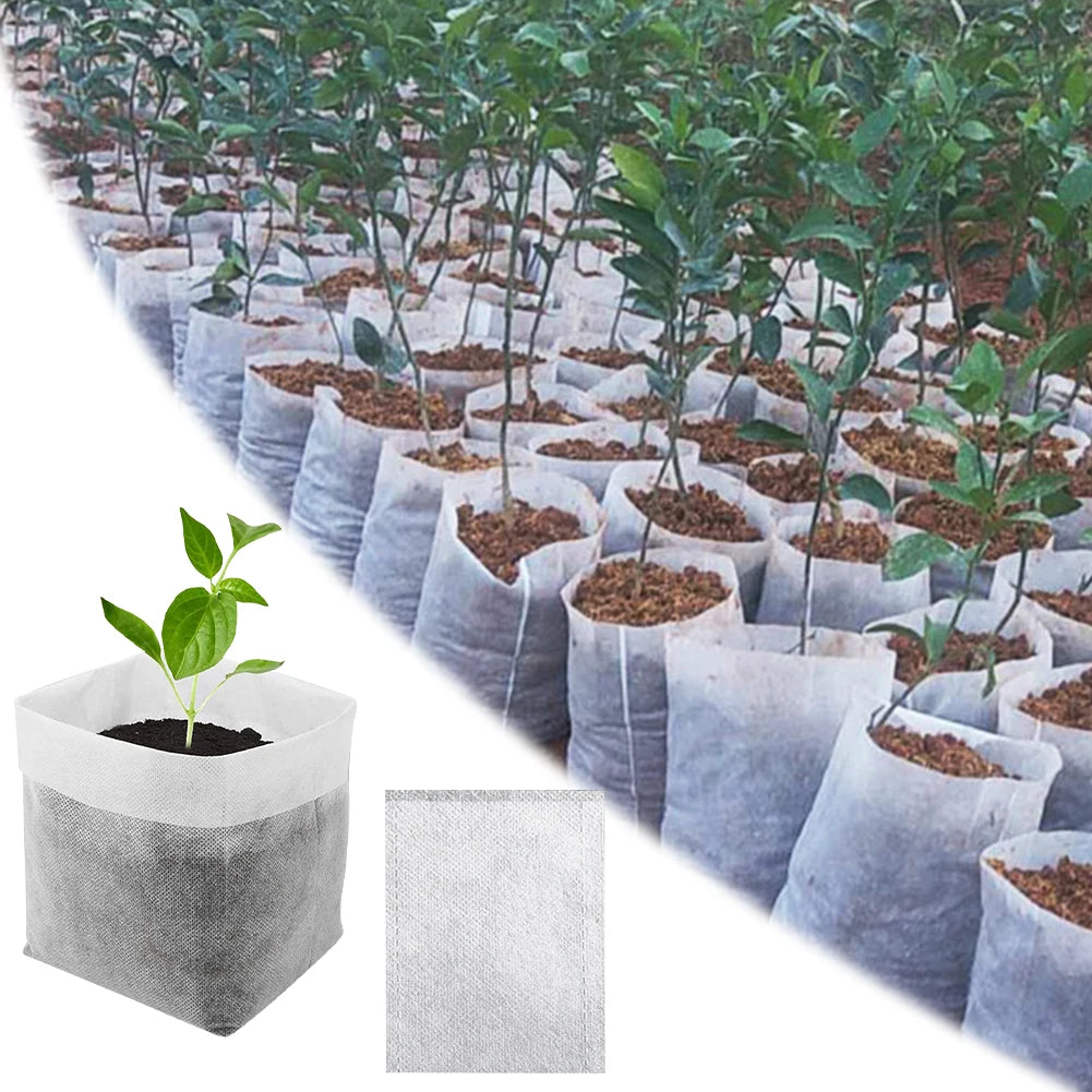 Plant Seeding Grow Bags Non-Woven Plants Seeding Nursery Bags Breathable Fabric Seedling Starter Bags for Flower Vegetable Grow Zpaxo