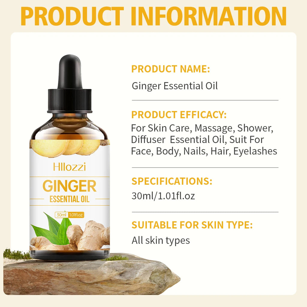 30ml Ginger Essential Oil for Scalp Care Eyelashes Nail Care Aromatherapy Humidifier Diffuser Soap Making DIY Zpaxo