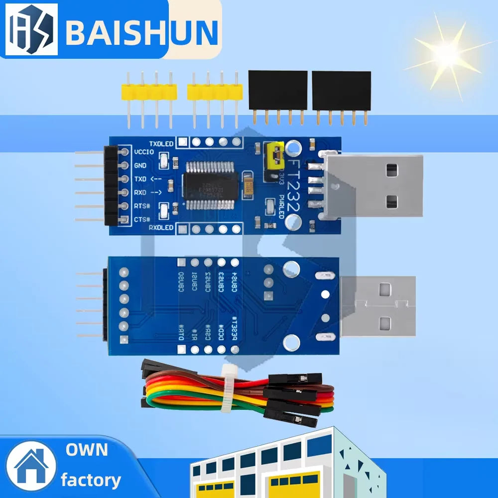 FT232RL USB to TTL Serial Module, Photoelectric Isolated FTDI Converter 3.3V/5.5V for Arduino DIY Projects Zpaxo Default Title