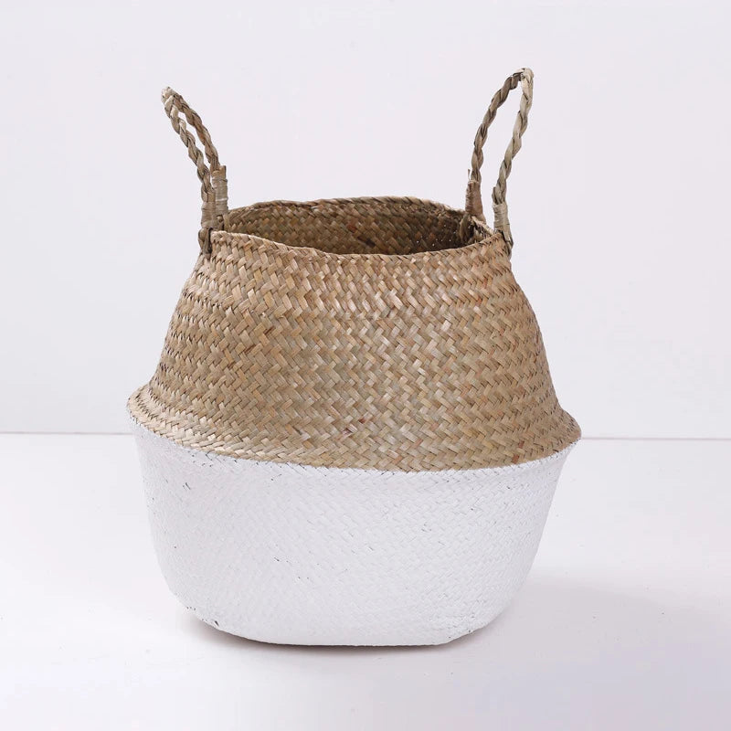 Sundries Organizer Rattan Flower Pots Container Storage Supplies Foldable Basket Weaved Storage Baskets With Handle Laundry Toys Zpaxo A2