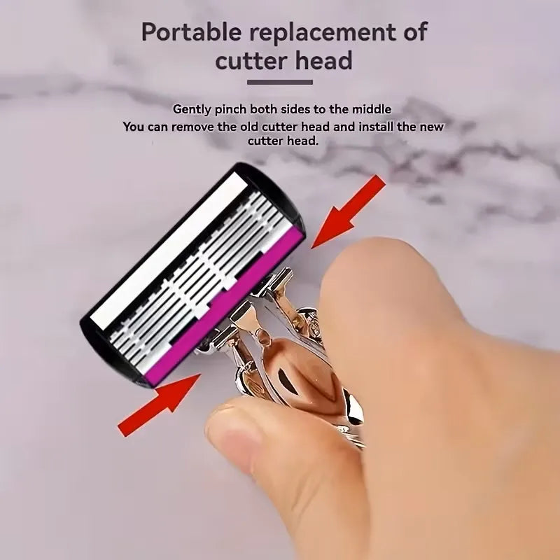 High Quality 6 Layer German Stainless Steel Safety Razor Blade Man Shaving Cartridges Compatible with Mach Shaver Zpaxo