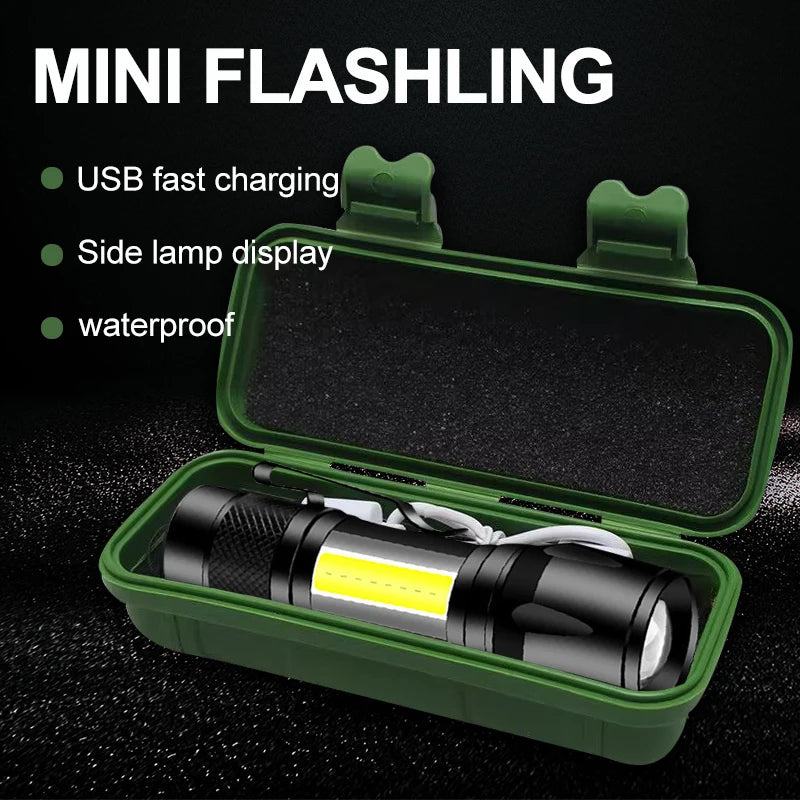 Rechargeable Mini Led Flashlight Zoomable Portable Outdoor Camping