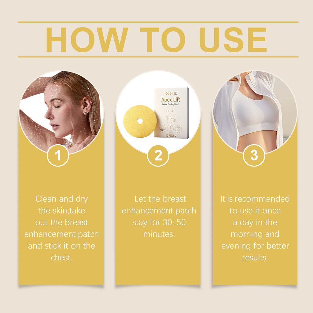 10 Pcs Breast Lifting Patch Firming & Shaping Skin Care Hydrolyzed Collagen Infused Invisible & Comfortable Wear for Women Zpaxo