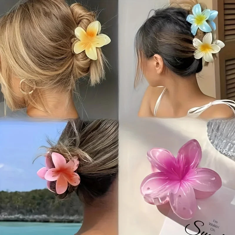 6pcs B Hair Claws - 6pcs Set, Large Mixed Color Flower Hair Clips, Plastic Shark Clips for Updos, Hair Accessories for Women Zpaxo