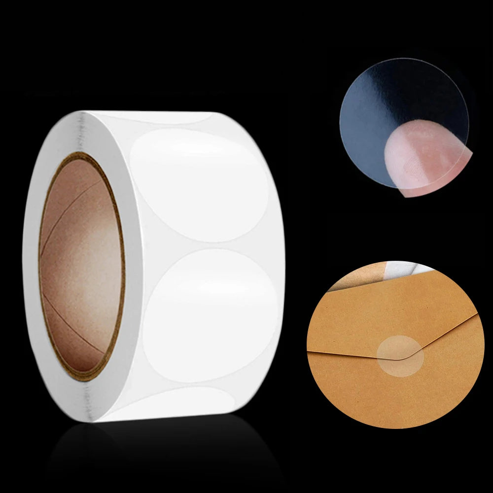 500Pcs/Roll 1 Inch Round Dot Sealing Stickers Transparent Gift Packaging Envelope Sealer Retail Package Labels Self Adhesive Zpaxo