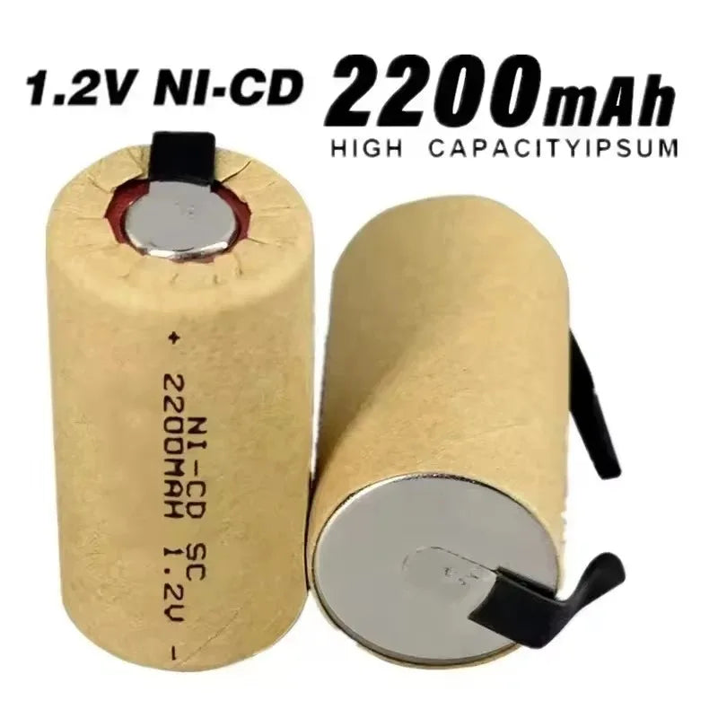 New Screwdriver Electric Drill SC Batteries 1.2V 2200mAh Sub C Ni-Cd Rechargeable Battey with Tab Power Tool NiCd SUBC Cells Zpaxo