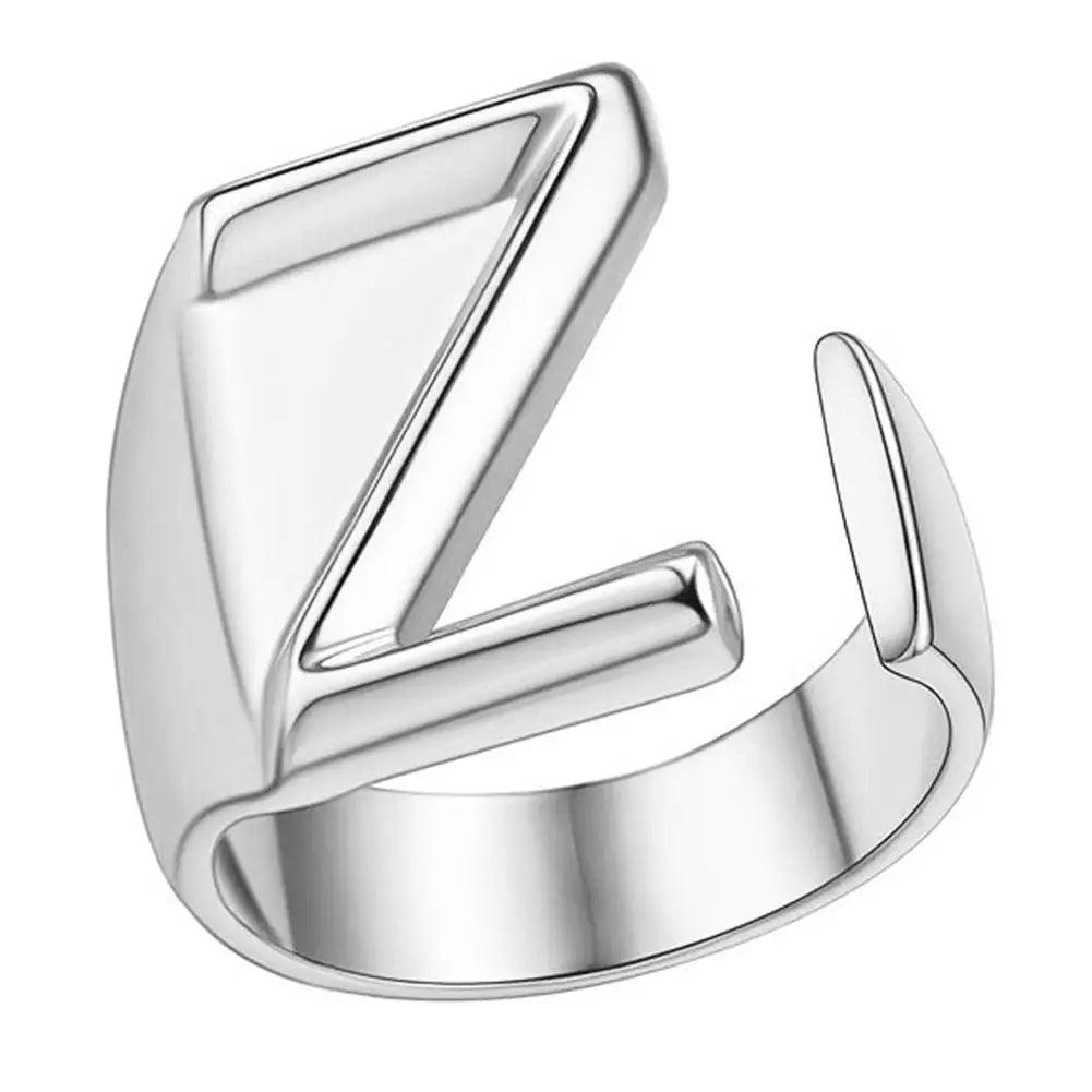 1PC High-end Fashion Hollow A-Z Letter Adjustable Opening Ring Alphabet Party Rings Jewelry Gift For Women Кольца JR21003 Zpaxo Z