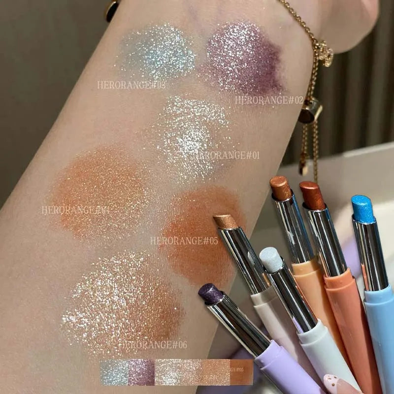 Punk Purple Glitter Eyeshadow Stick Fine Shimmer Highlight Eyeshadow Pen Easy Blending Long Lasting Portable Eye Brighten Makeup Zpaxo