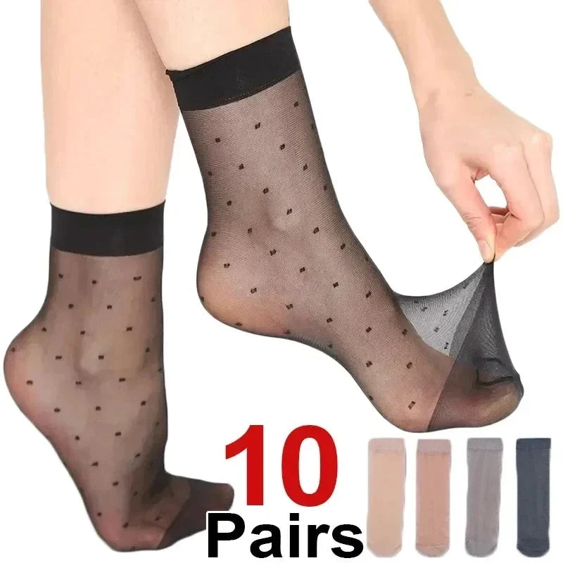 Women's Mesh Nylon Dot Socks – Breathable Summer Multi-Pack