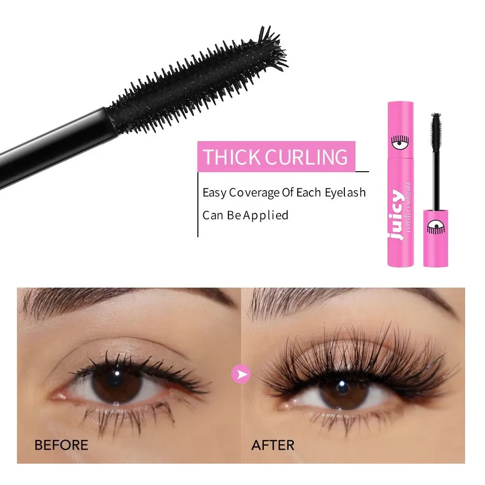 5D False Lash Effect Mascara Ultra Black Waterproof & Sweatproof Curling Fiber Non-caking Extension Forked Brush Head Cosmetics Zpaxo