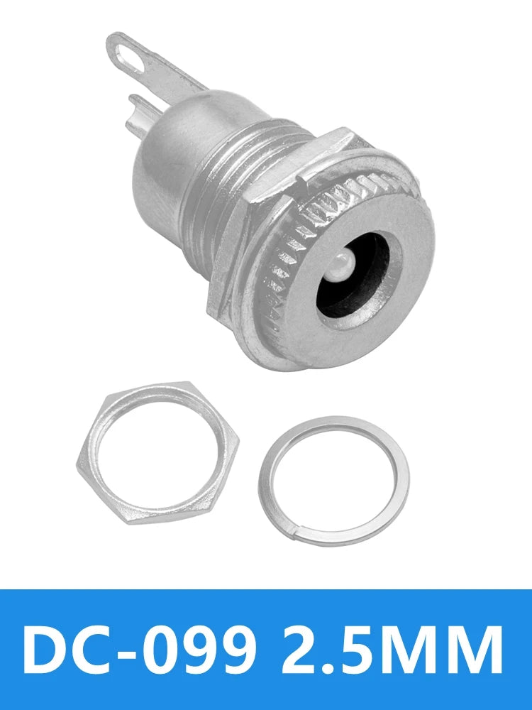 5 DC099 Metal Panel DC Power Jack Mounting Hole 5x2 Female Socket Zpaxo 5PCS DC-099 2.5MM