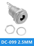 5 DC099 Metal Panel DC Power Jack Mounting Hole 5x2 Female Socket Zpaxo 5PCS DC-099 2.5MM