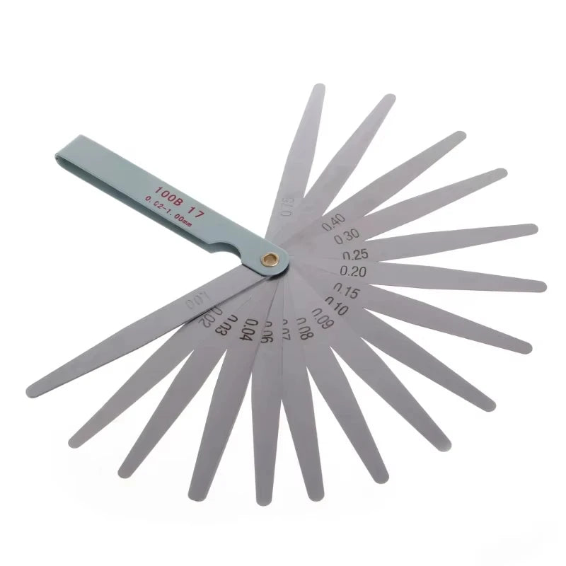 17-Blade Metric Feeler Gauge 0.02–1mm | Engine Valve Gap Tool Feeler Gauge Tool Zpaxo 3BF029