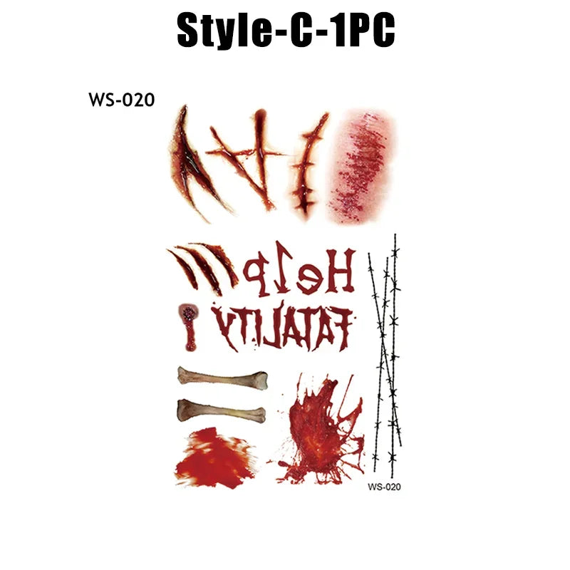 Realistic Horror Fake Wound Temporary Tattoos Gruesome Gore Scars