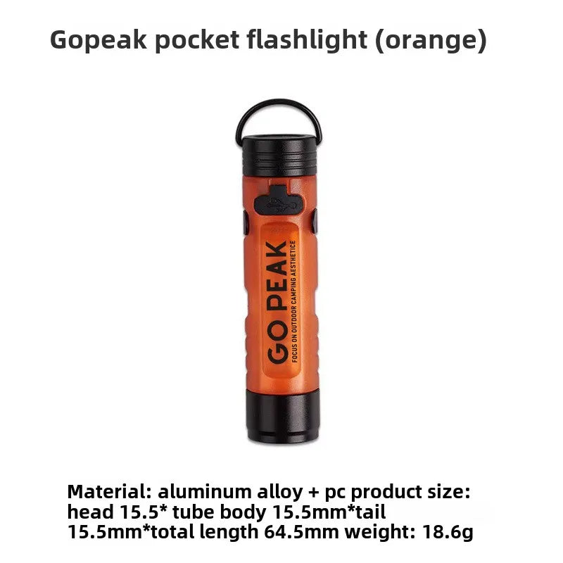 Gopeak 5050 Mini USB Rechargeable LED Pocket Flashlight Clip-on Hat Light Keychain Torch for Camping Hiking Outdoor Portable Zpaxo Vibrant Orange