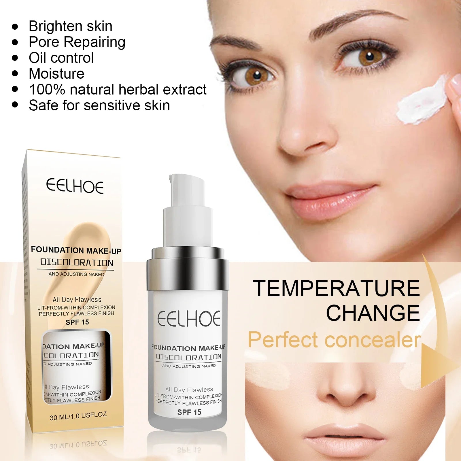 EELHOE Color Changing Foundation – Waterproof Full Coverage Liquid Foundation Zpaxo