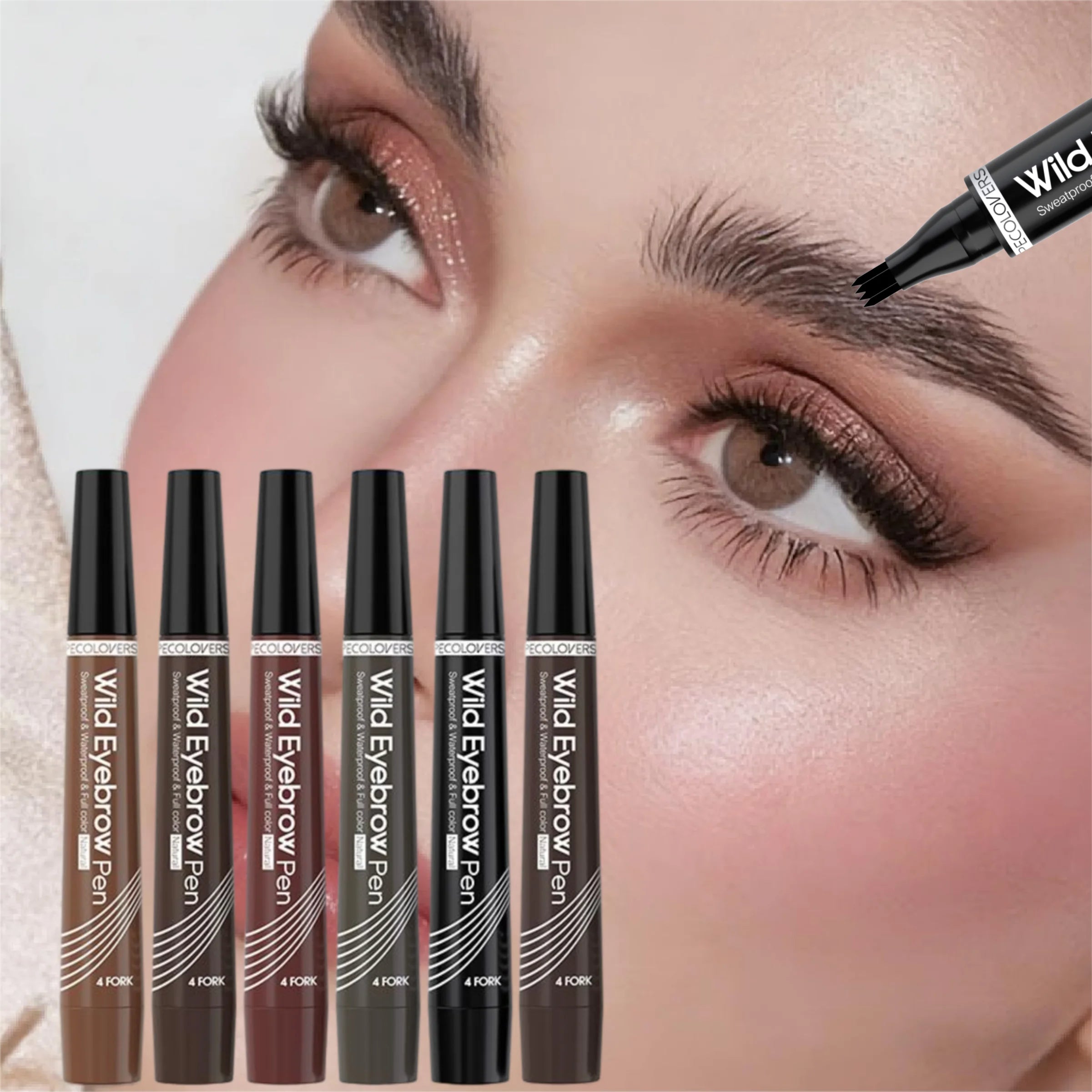1PC Four-Tip Smooth and Long Lasting Eyebrow Pencil,Ultra-fine Tip, Quick Application, High Color Developments Zpaxo