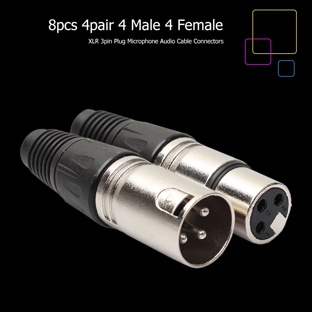 8pcs Zinc Alloy Case XLR 3 Pin Male Female Audio Adapter Plug Connector for Mic Zpaxo